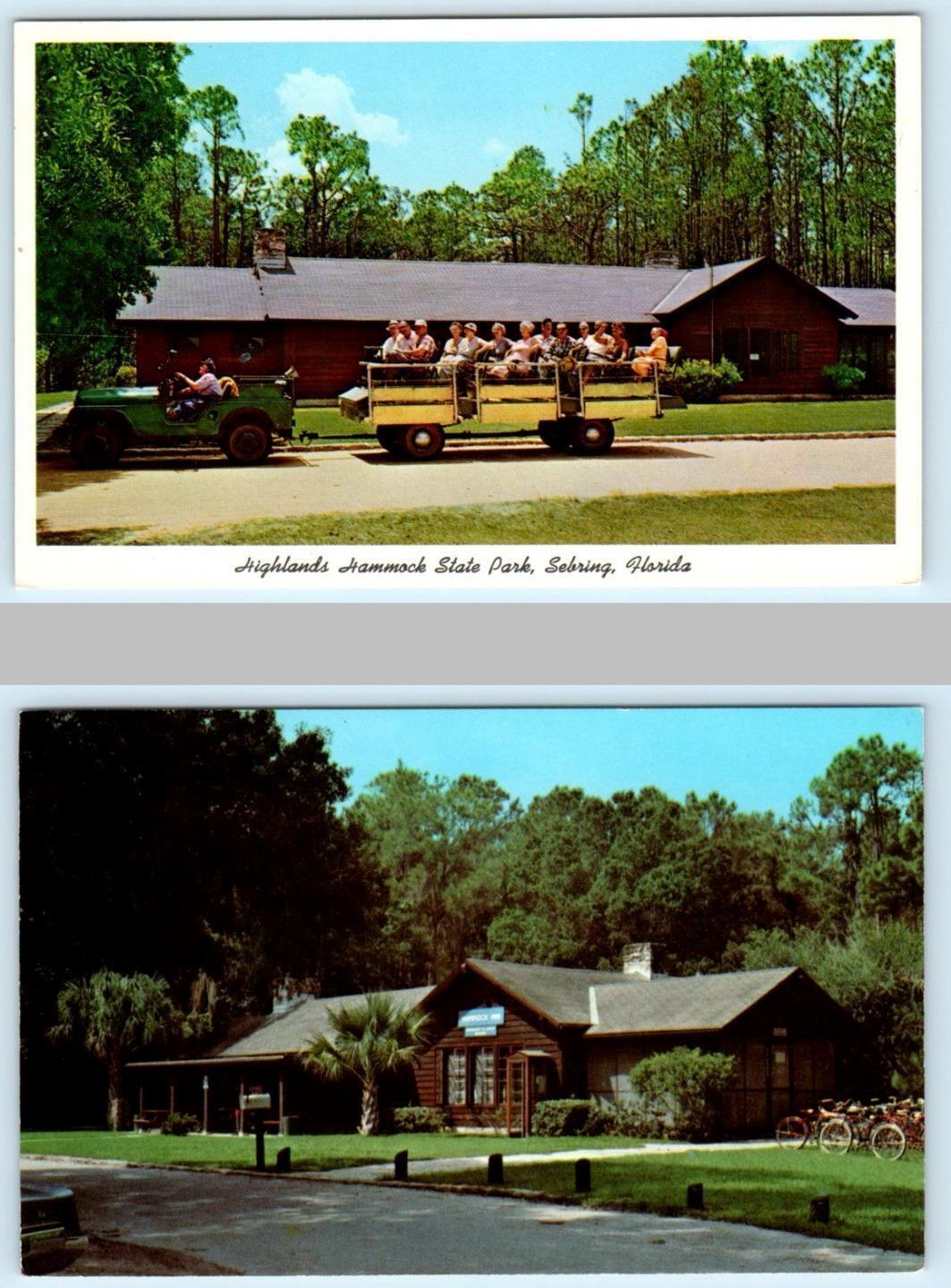 2 Postcards SEBRING, Florida FL ~ Tour Wagon HIGHLANDS HAMMOCK STATE PARK Inn