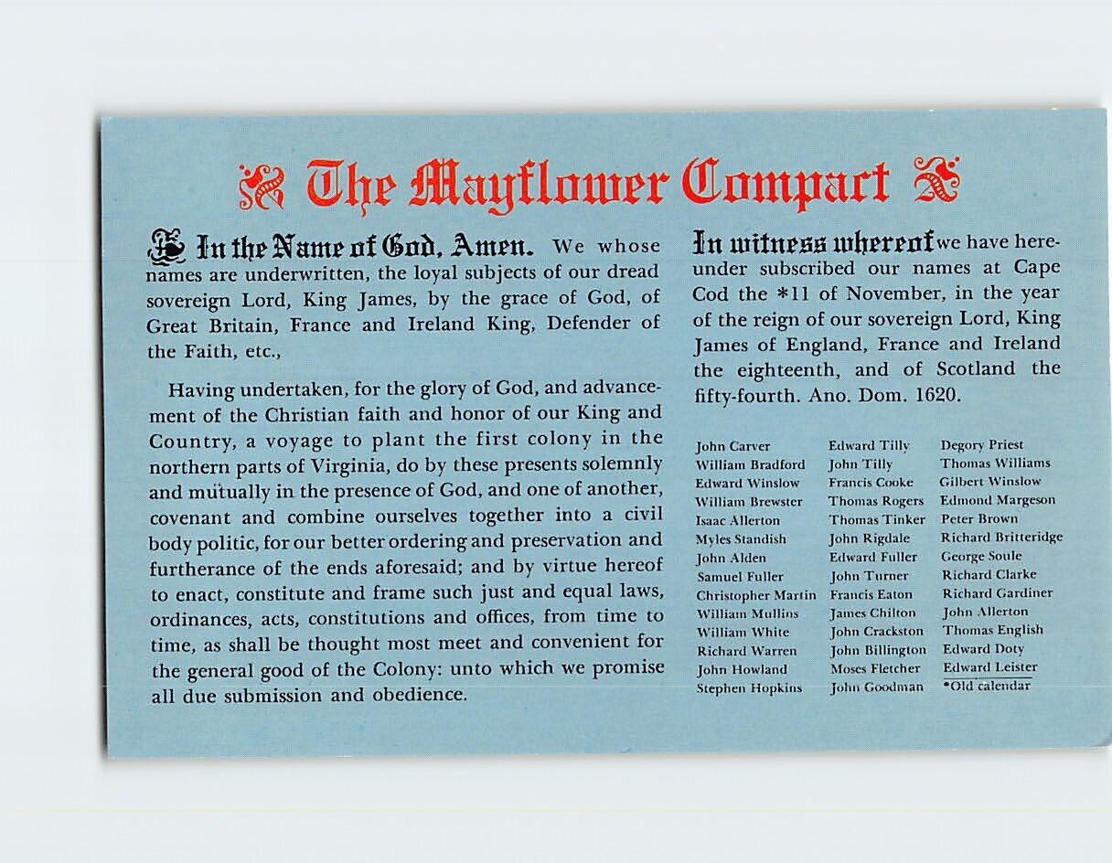 Postcard The Mayflower Compart