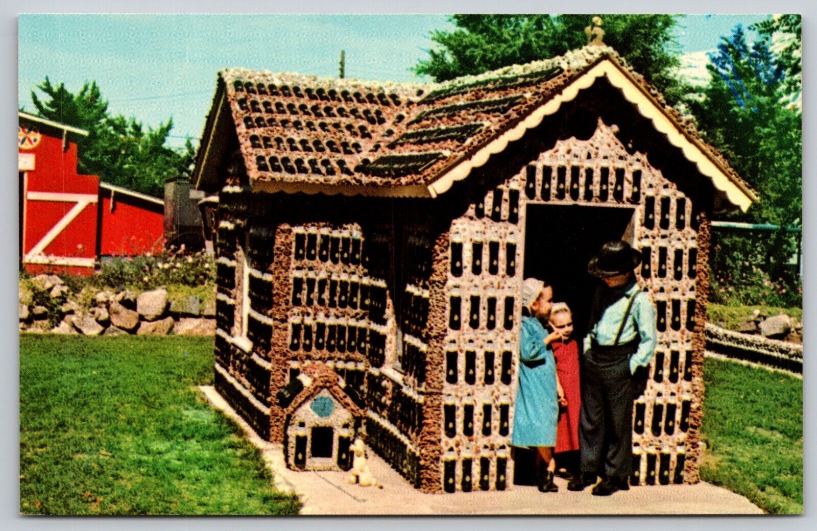 Greetings from Rockome Gardens Arcola IL House Built from Bottles 1969 Postcard