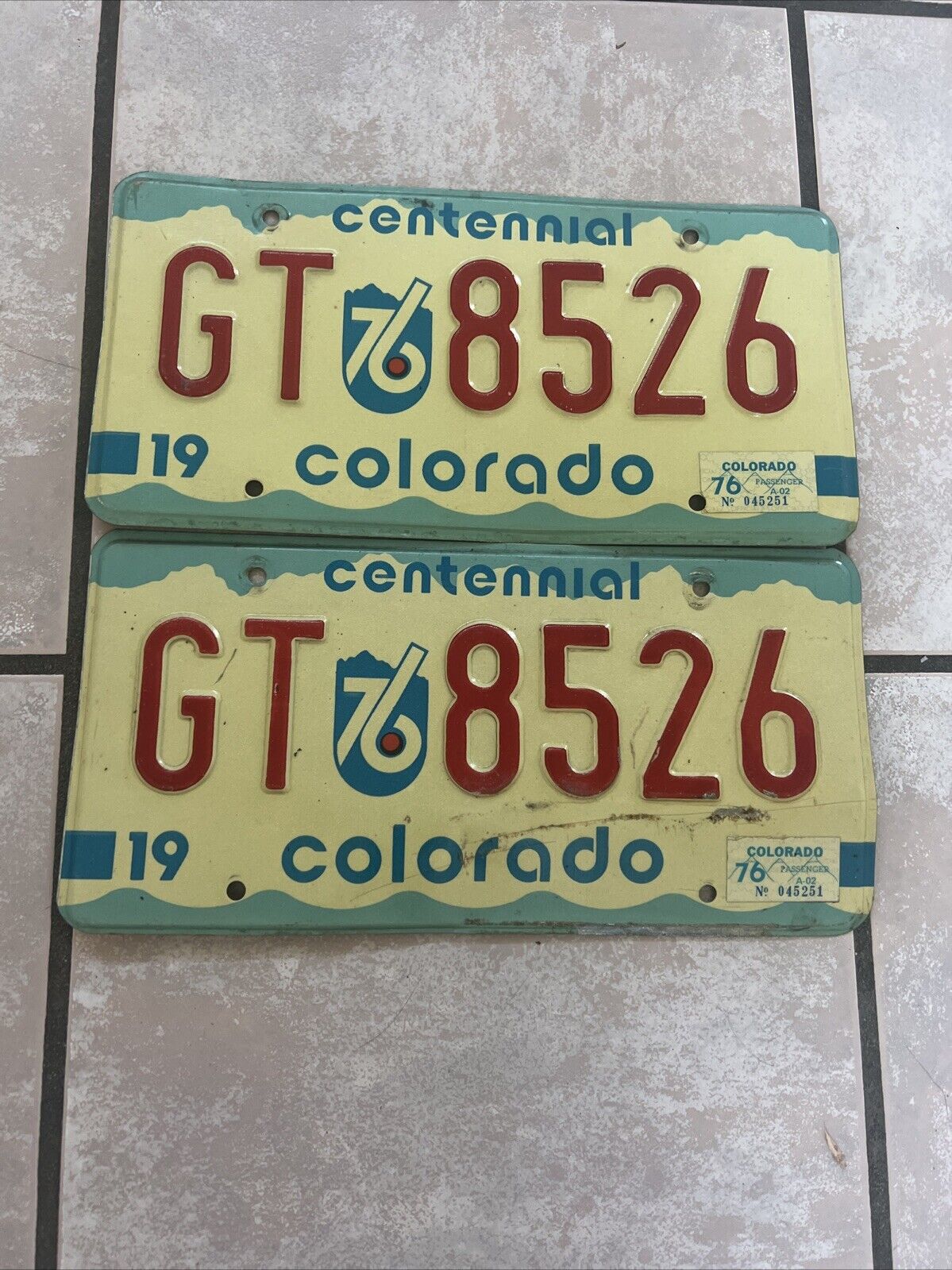 Vintage 1970s Colorado Centennial License Plates - Pair