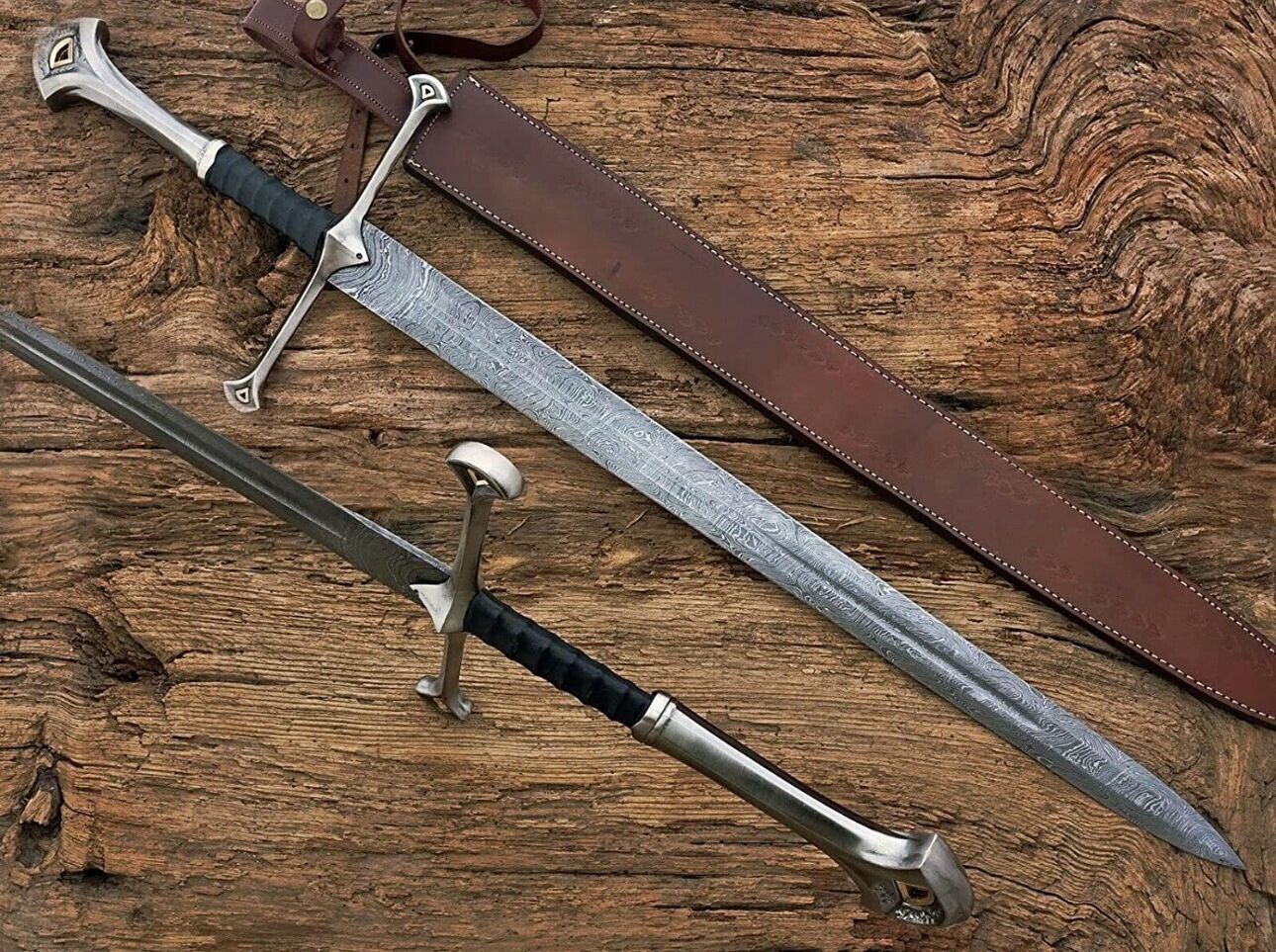Custom Handmade battle Damascus Steel sword, Viking Sword anduril sword