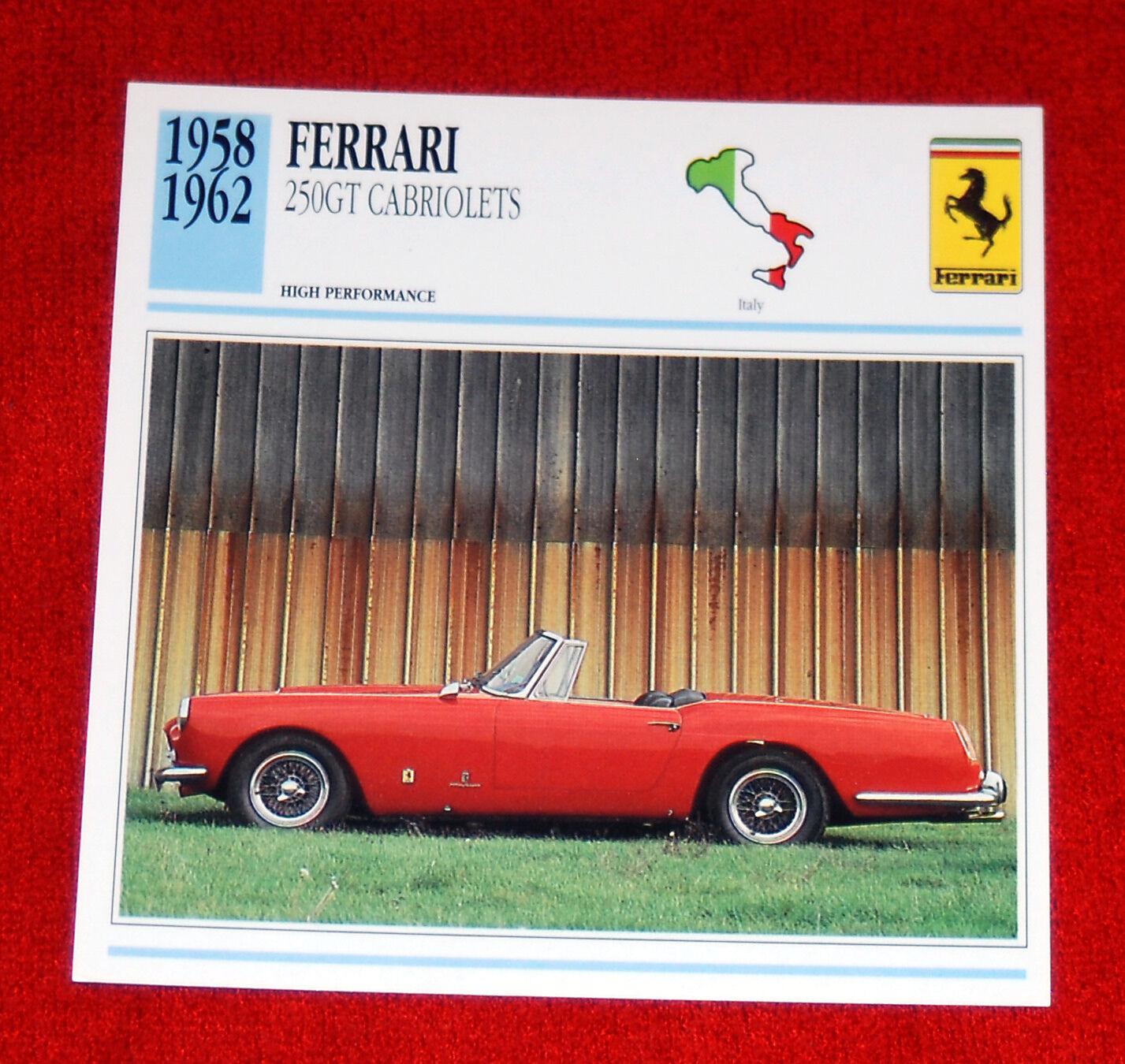 1958-62 Ferrari 250 GT Cabriolet (Spider) - Edito-Service, SA collector card