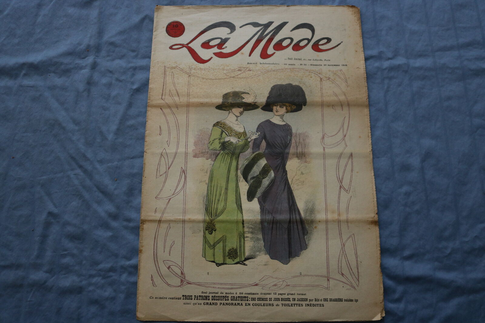 1909 DECEMBER 19 LA MODE MAGAZINE - GREAT ILLUSTRATIONS - FRENCH - NP 8655