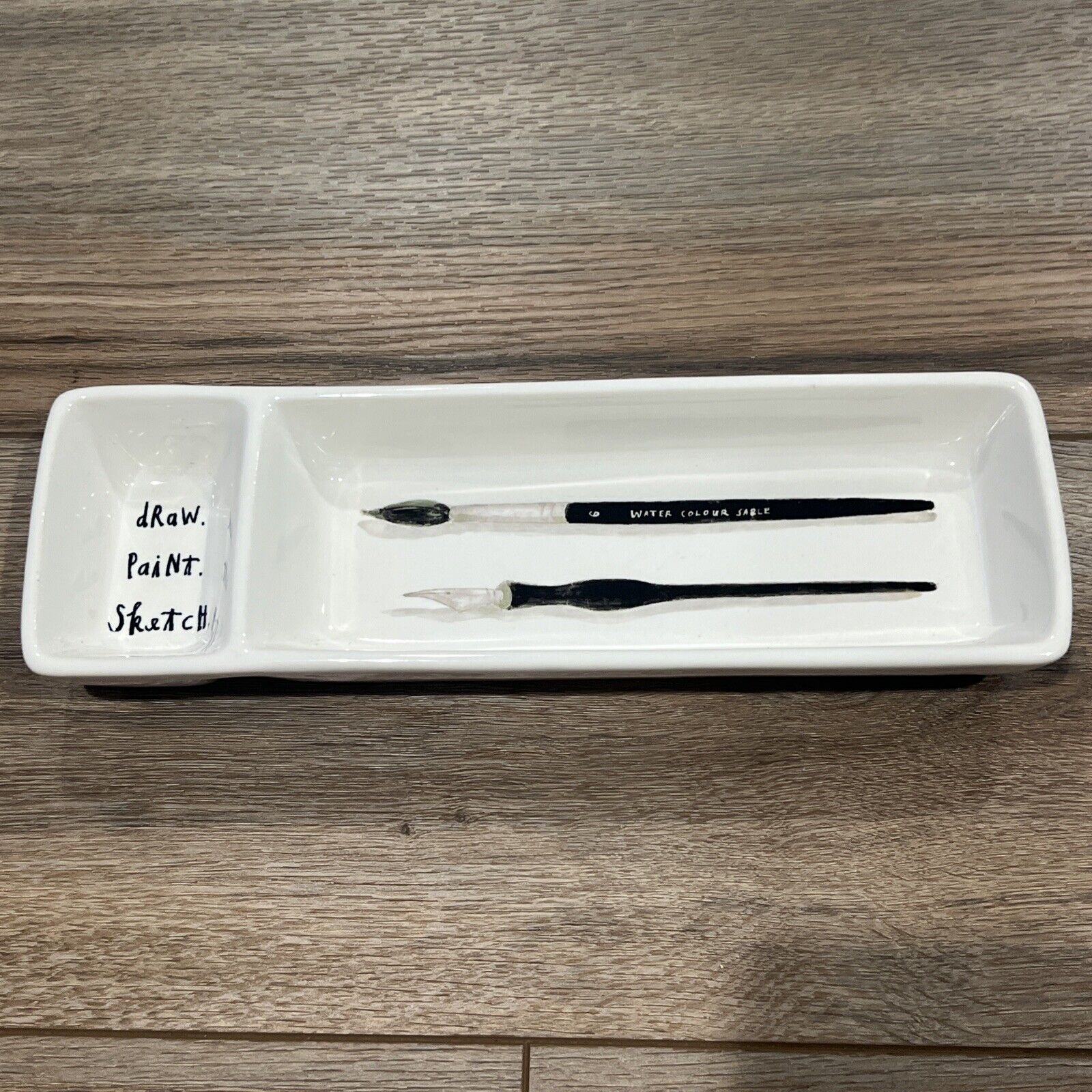 Rae Dunn Artisan Collection Draw Paint Sketch Pen Brush Divided Tray Artist