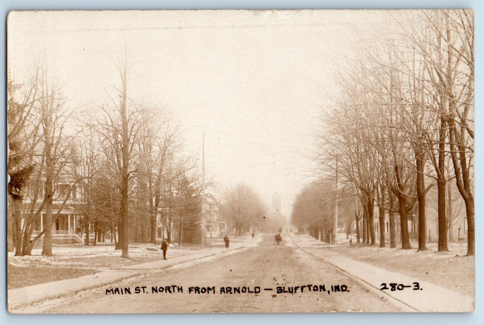 Bluffton Indiana IN Postcard RPPC Photo Main St. North From Arnold c1910's