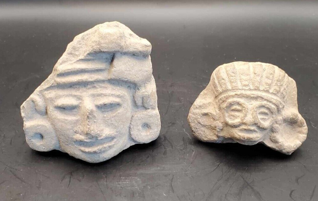 Pre-Columbian Terracotta Shaman Heads (2)