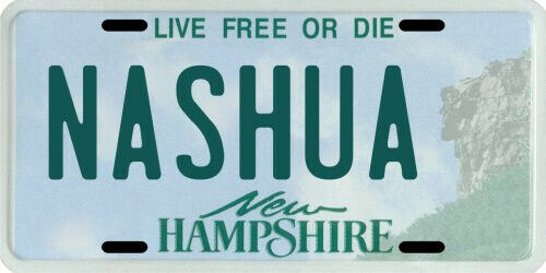 Nashua New Hampshire Aluminum License Plate