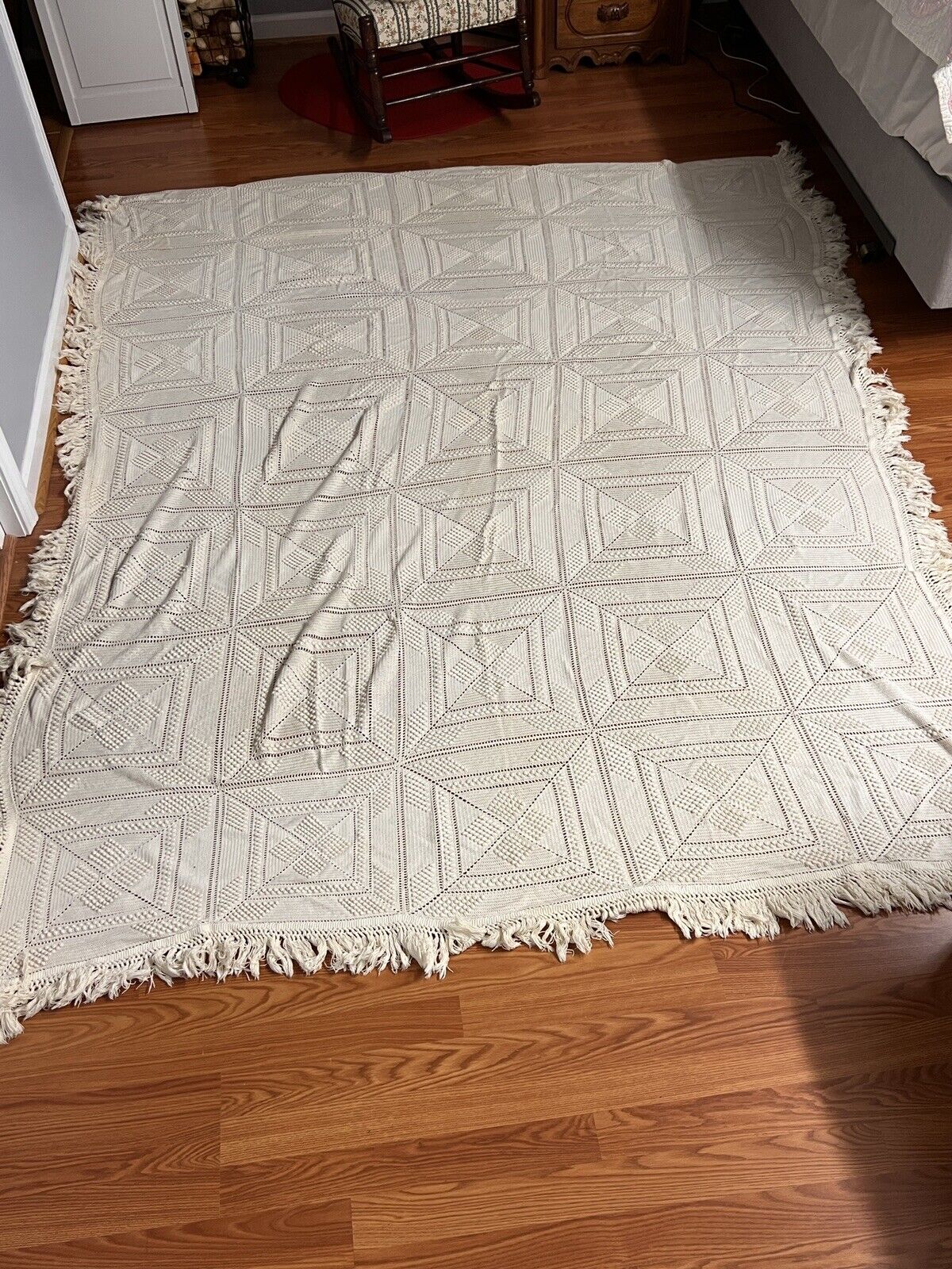 vintage hand crochet bedspread