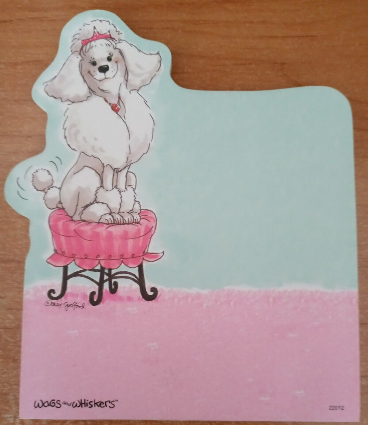 SUZY\'S ZOO WAGS & WHISKERS POODLE ON PINK STOOL NOTE PAD #22012