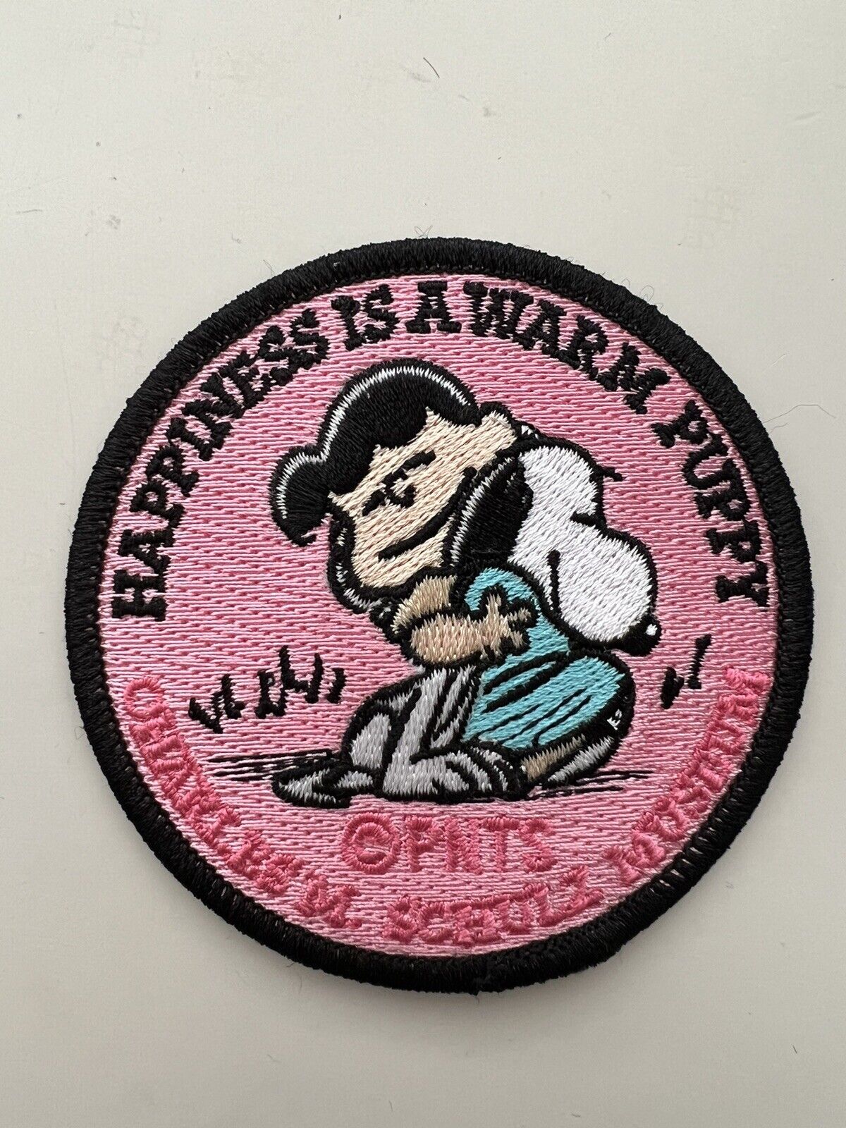 Charles M Schulz Museum Peanuts Snoopy & Lucy Happiness Is A warm Puppy Patch 3”