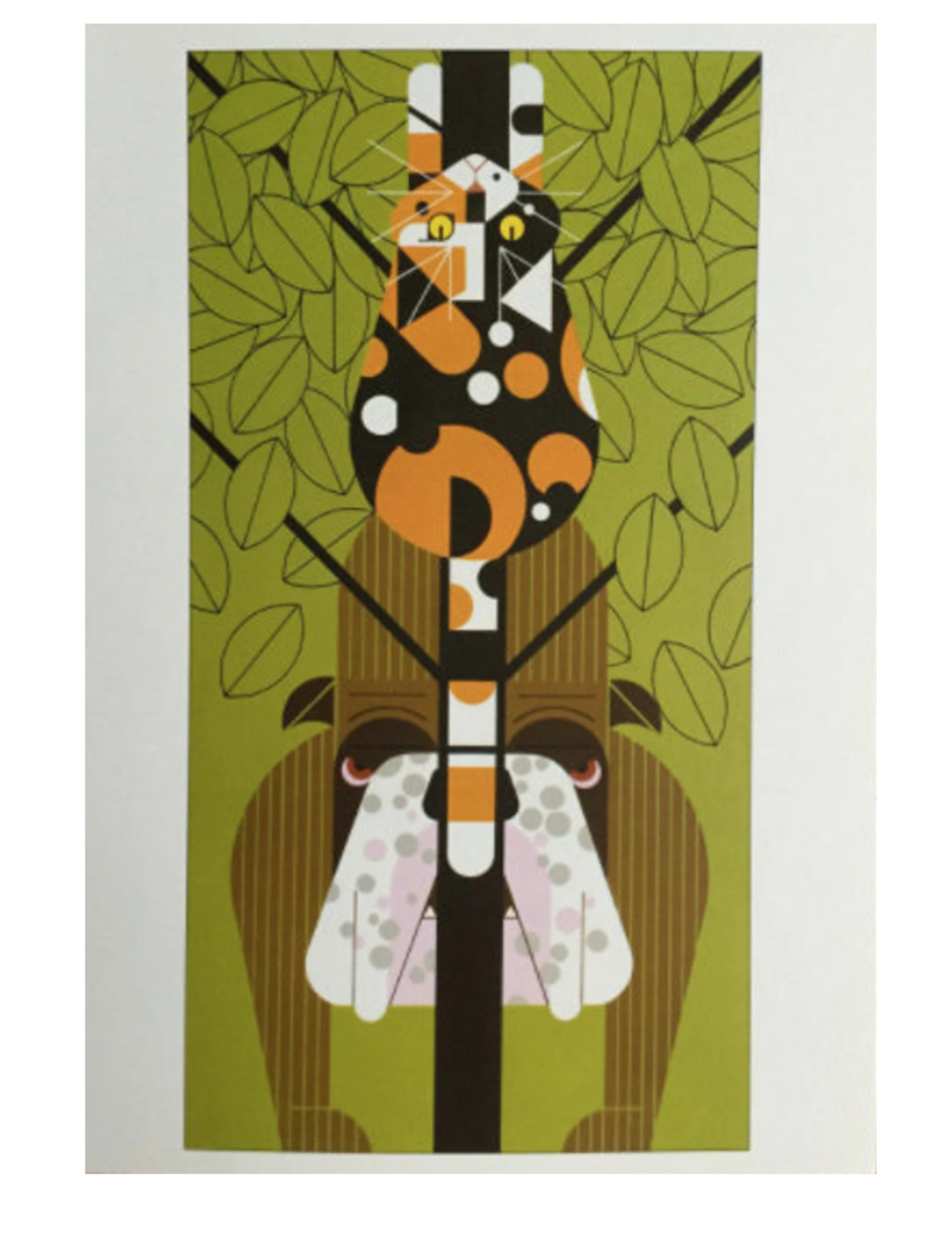 Charley Harper Art Postcard- Treed, Mat and Frame Ready,4.75\