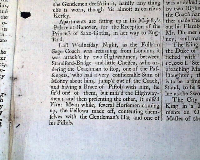 Rare Publication 1736 London England Prostestant Newspaper w/ old Red Tax Stamp