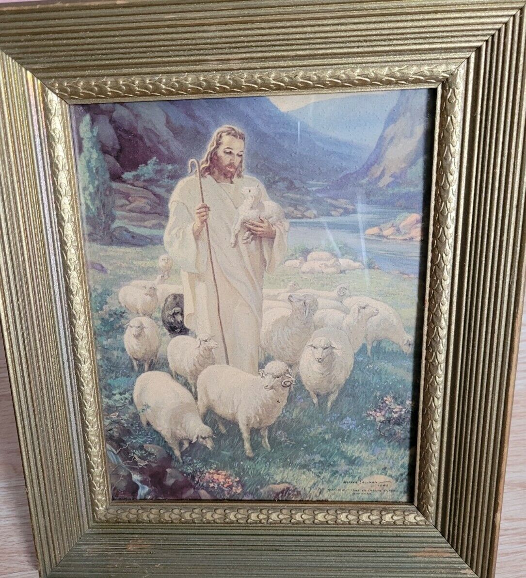 1943 Framed Litho Warner Sallman The Lord Is My Shepherd 