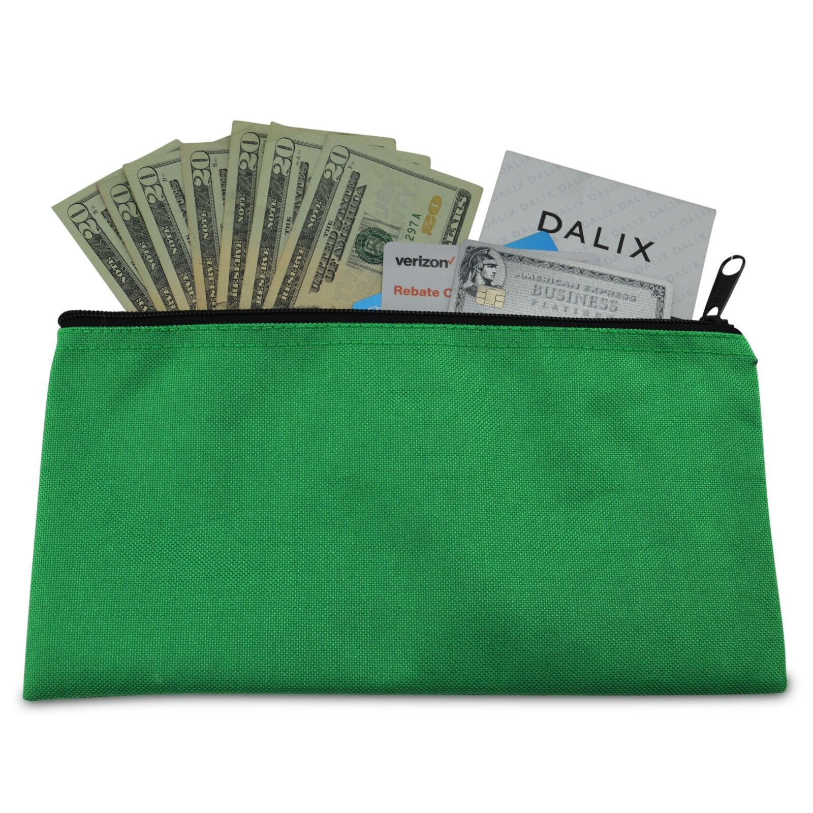 Deposit Bag Bank Pouch Zippered Safe Money Bag Organizer in GREEN