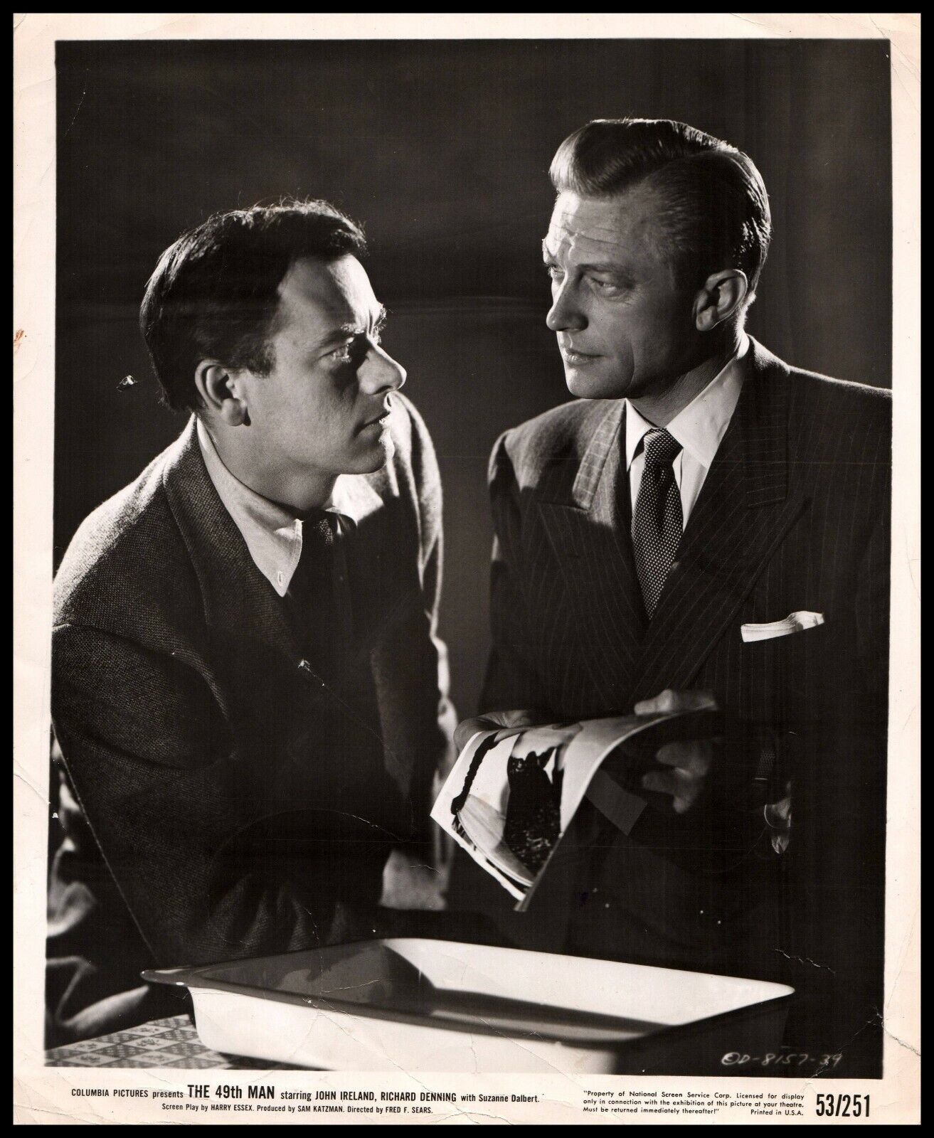Richard Denning + John Ireland in The 49th Man (1953) PORTRAIT ORIG PHOTO 455