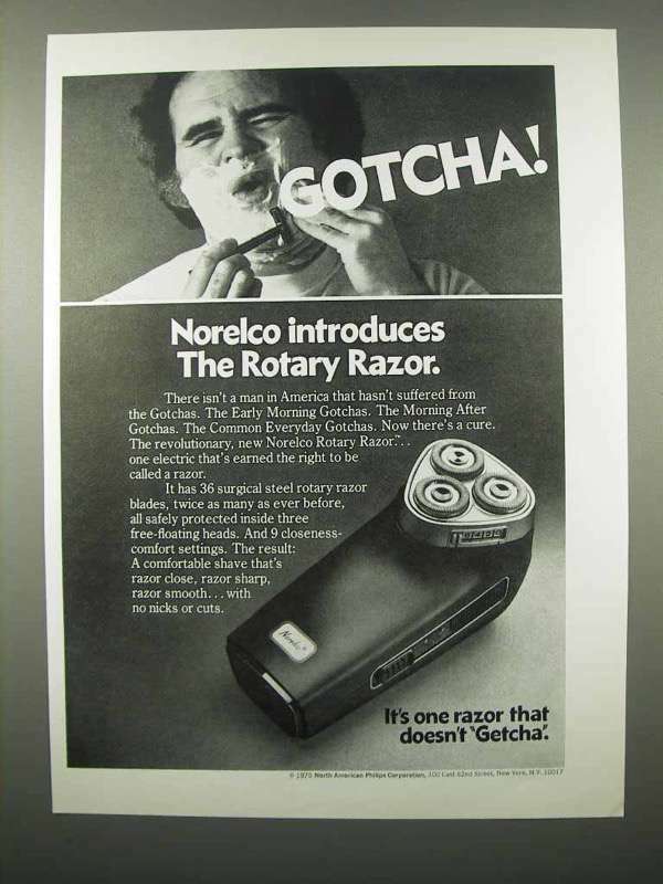 1975 Norelco Rotary Razor Electric Shaver Ad - Gotcha