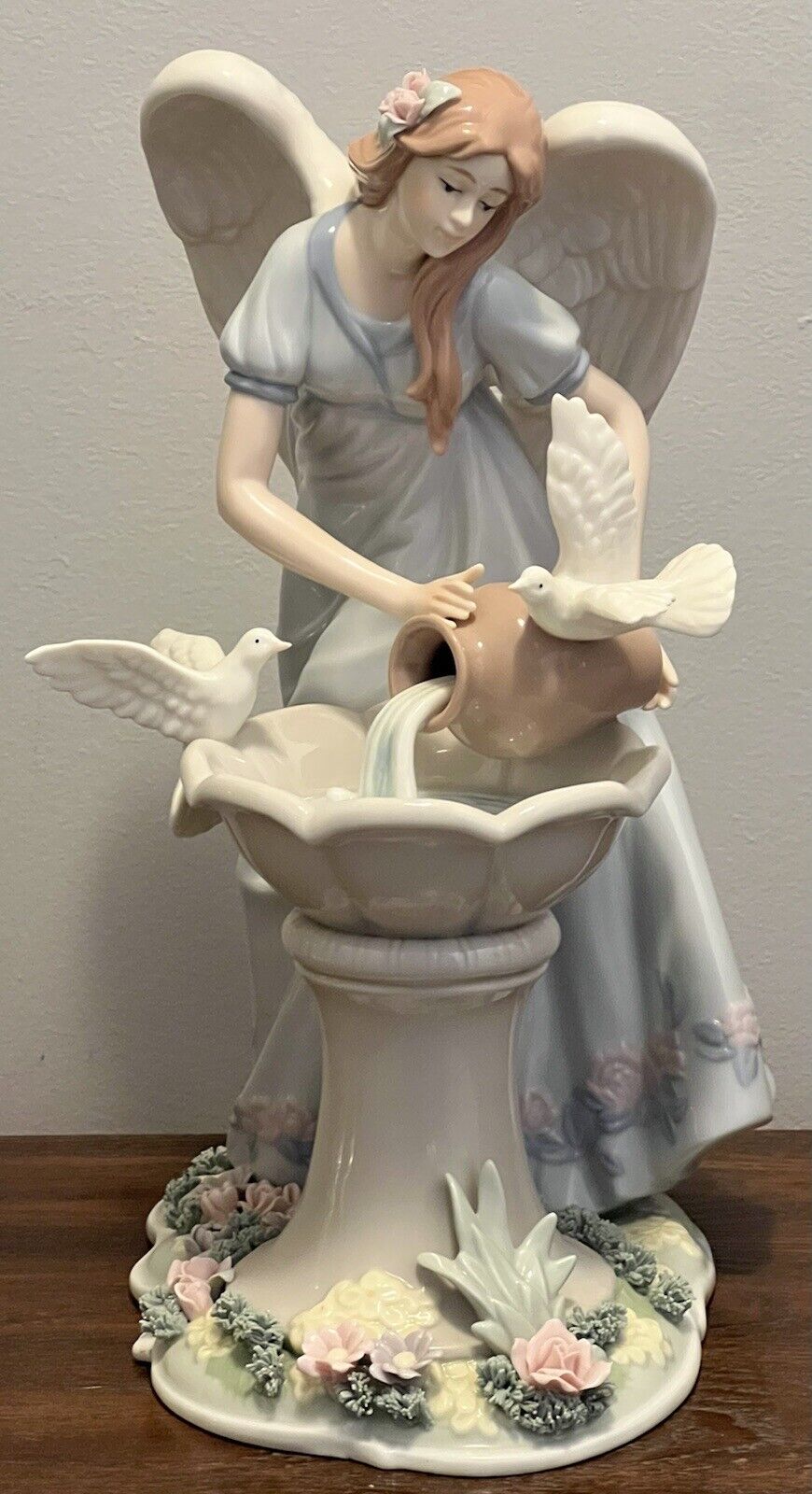 Living Home Porcelain Holiday Angel w/Doves Delicately Handpainted