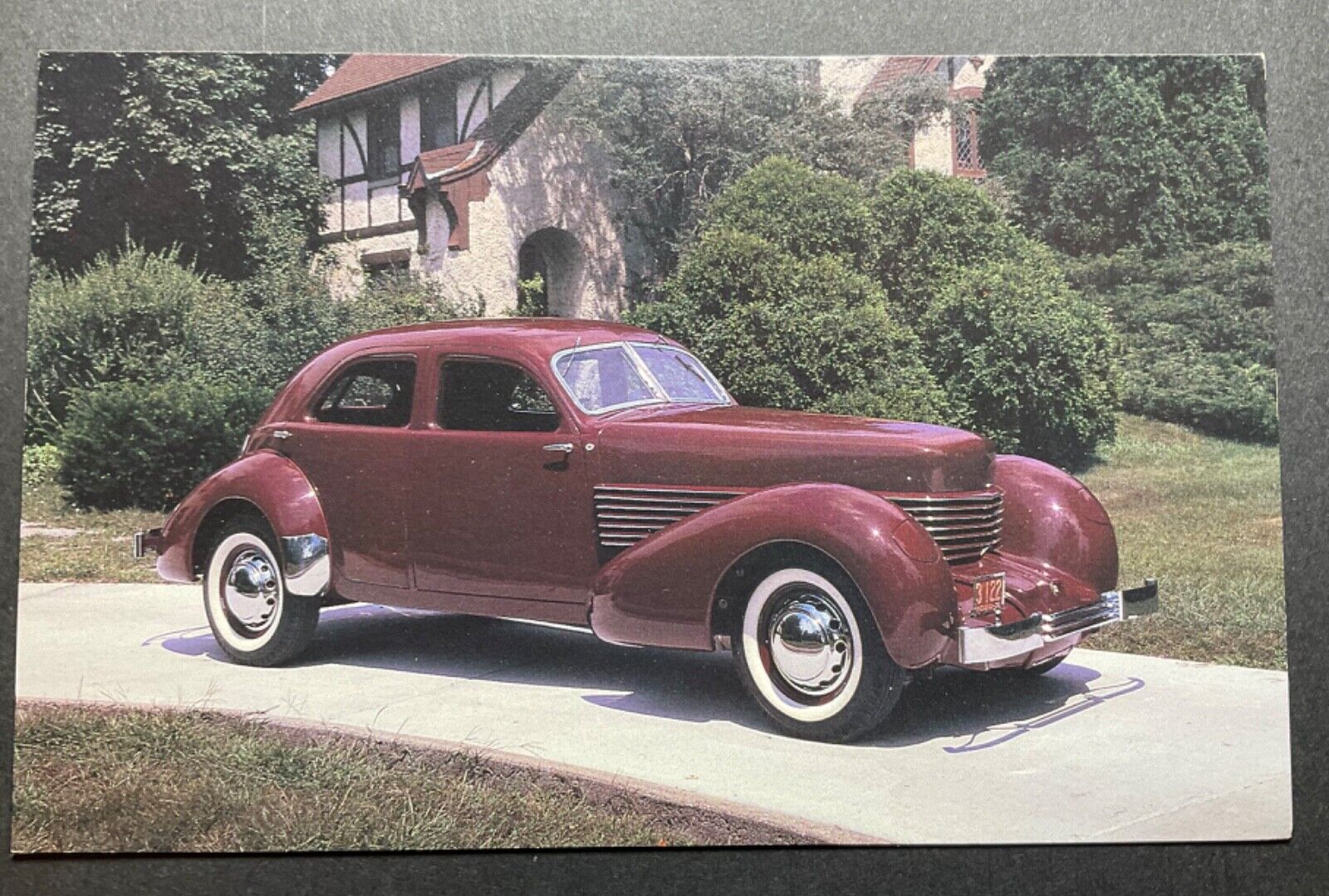 Auburn Indiana IN Postcard 1936 Cord Armchair Beverly sedan model 810