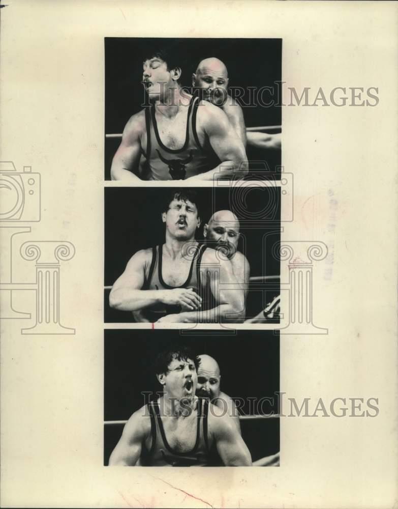 1977 Press Photo Alex Karras, Actor in composite of Wrestling Scene - sap16495
