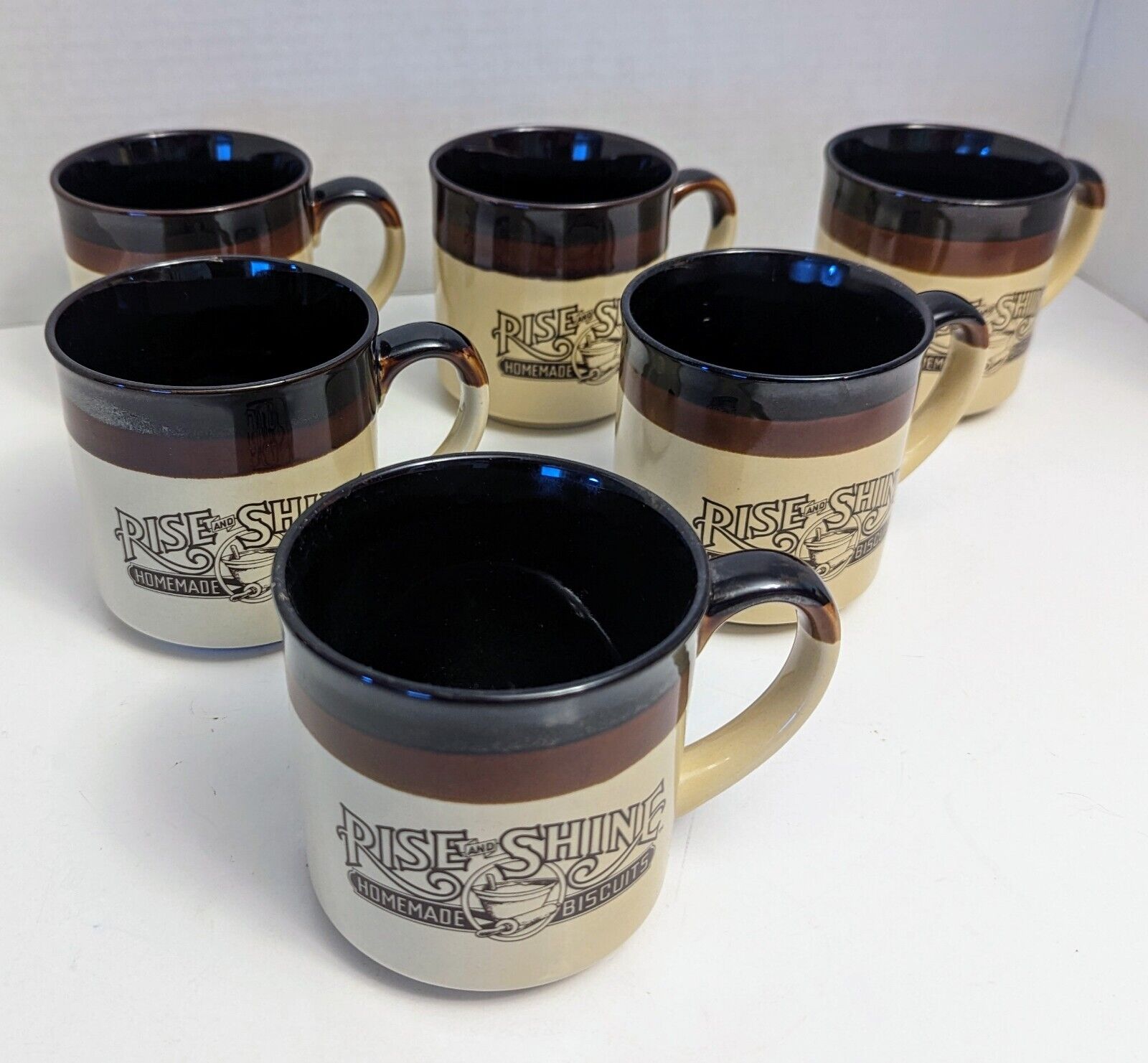 6 Vtg 1986 Hardee\'s Rise and Shine Homemade Biscuits Coffee Ceramic Mug Cup 