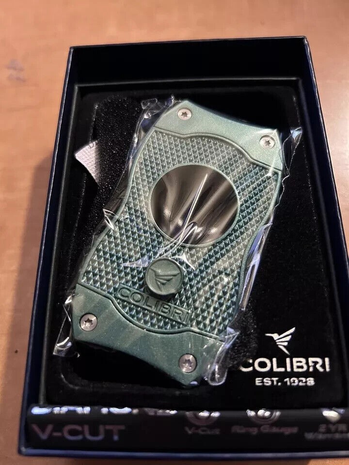 Colibri Diamond V-Cut Stainless Steel Cigar Cutter Green MSRP $ 69.  NEW COLOR