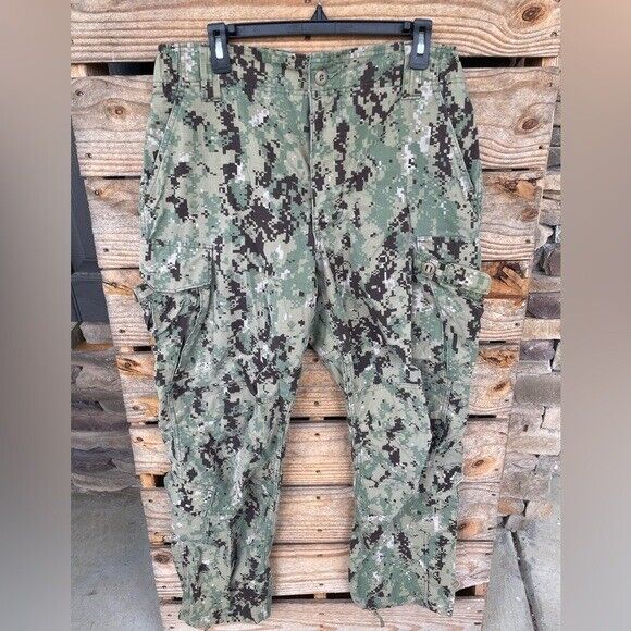 Digital Camo Pants Military Cargo Pocket Combat Uniform Mens Medium Long