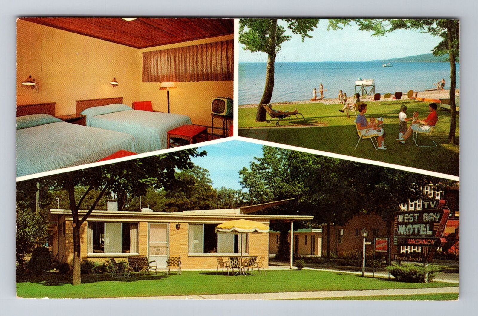Traverse City MI-Michigan, West Bay Motel, Advertisement Vintage c1967 Postcard