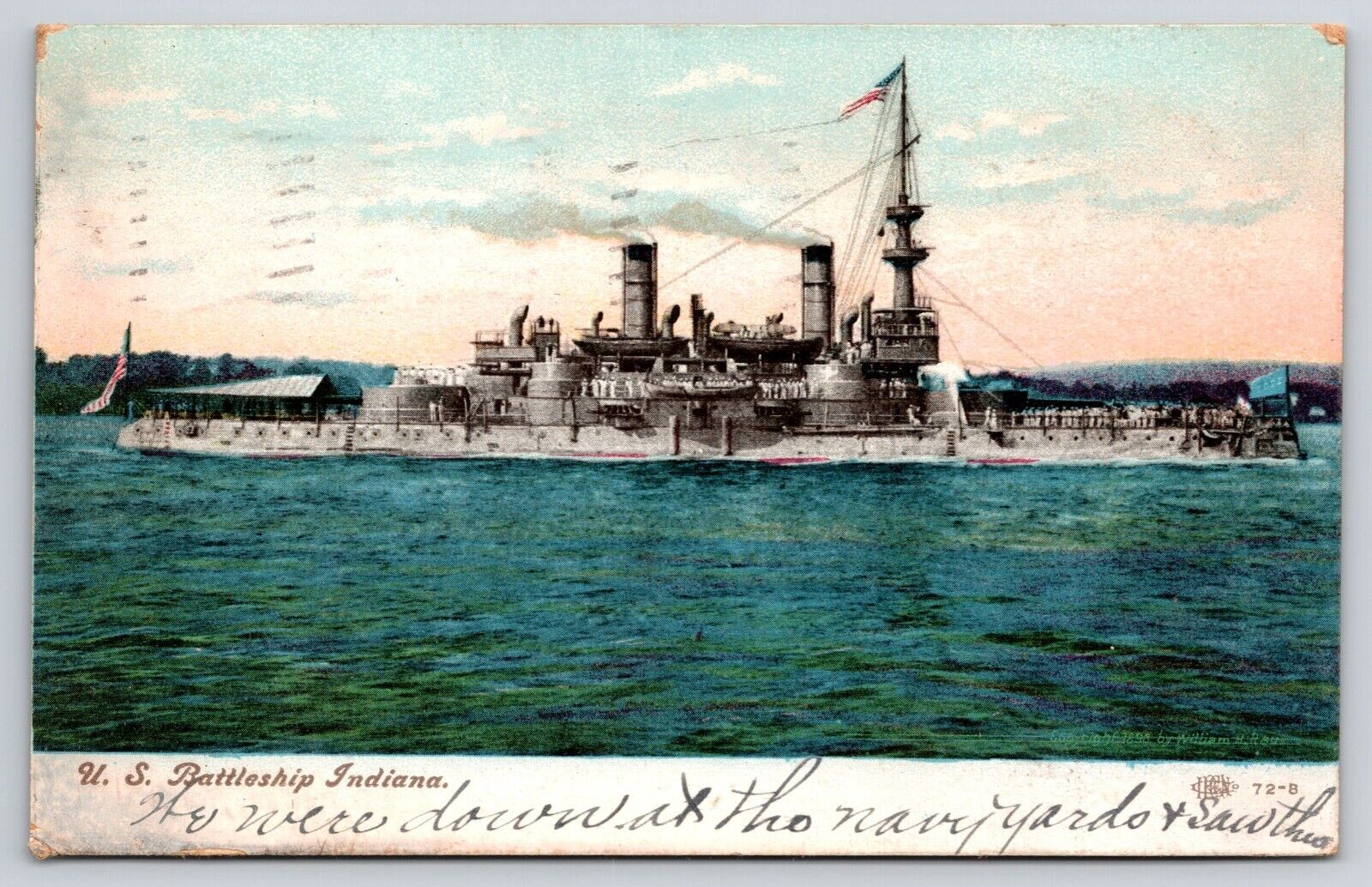 US Naval Battleship USS Indiana BB1 Postcard Spanish American War Guantanamo Bay