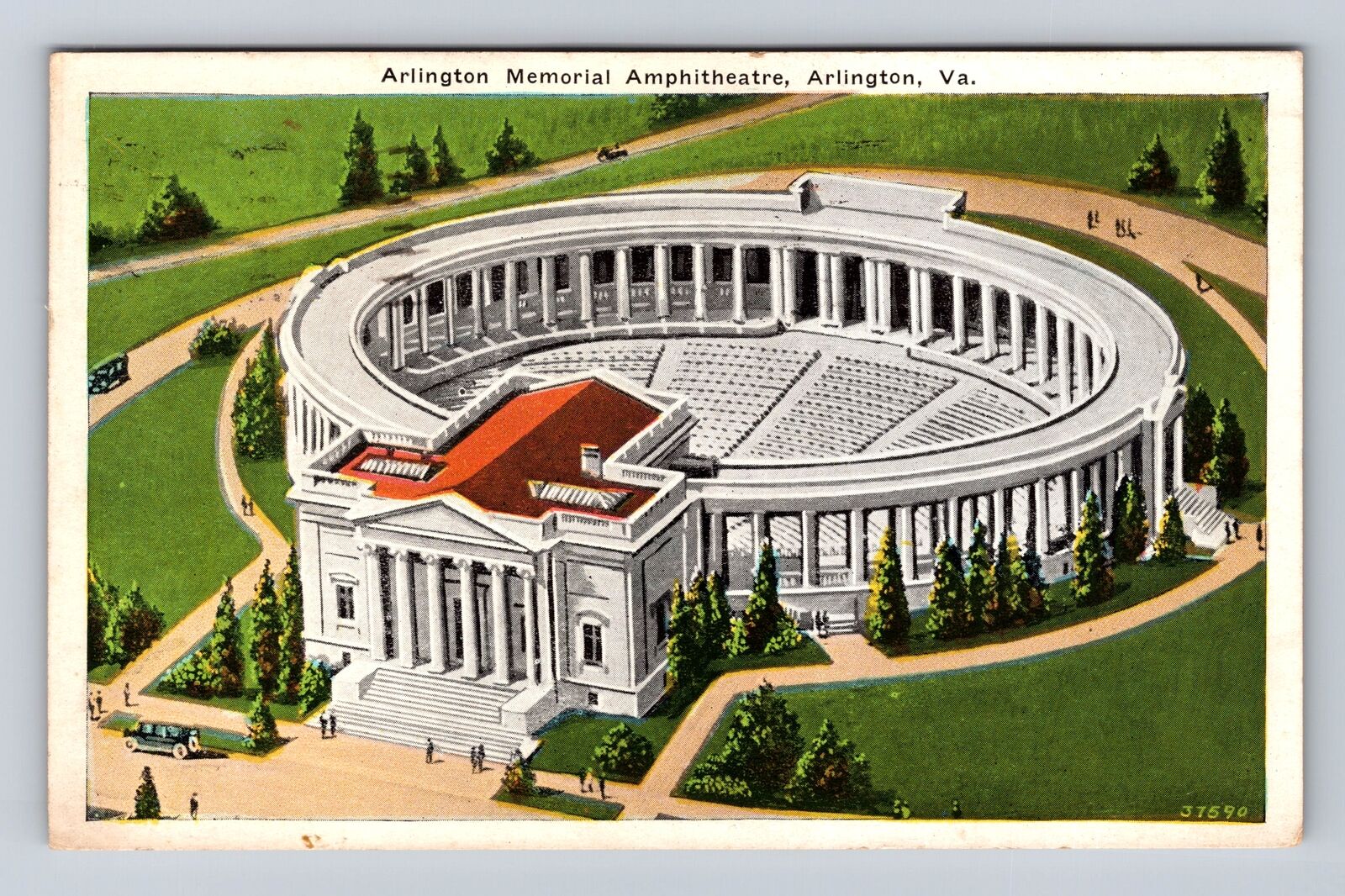 Arlington VA-Virginia, Arlington Memorial Amphitheatre, Vintage c1953 Postcard