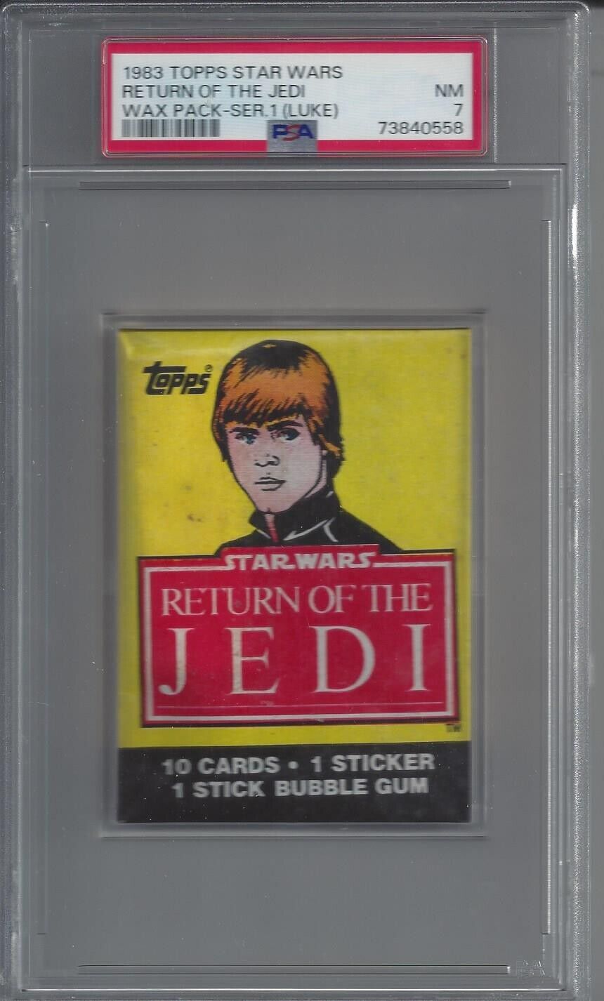 1983 Topps Return of the Jedi (ROTJ) Series I Wax Pack - Luke Skywalker - PSA 7
