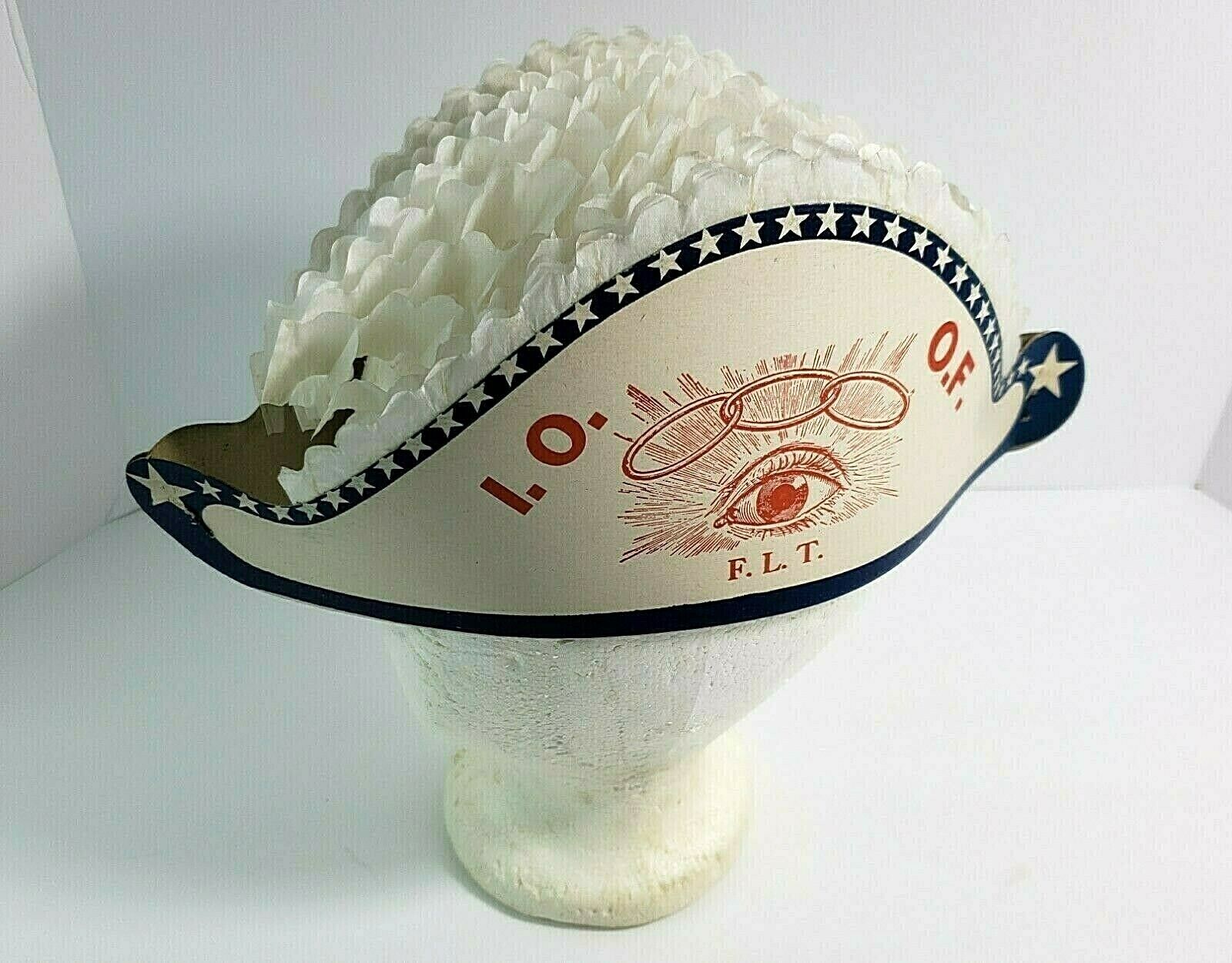 Vintage EARLY International Order Odd Fellows Paper Folding Bi-Corn Parade Hat