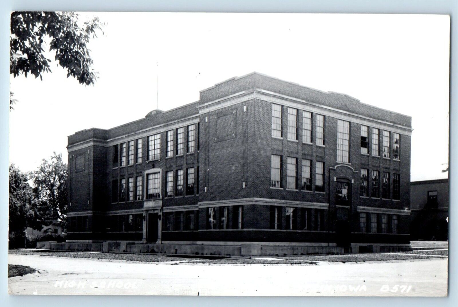 Homestead Iowa IA Postcard RPPC Photo High School Building c1940's Vintage