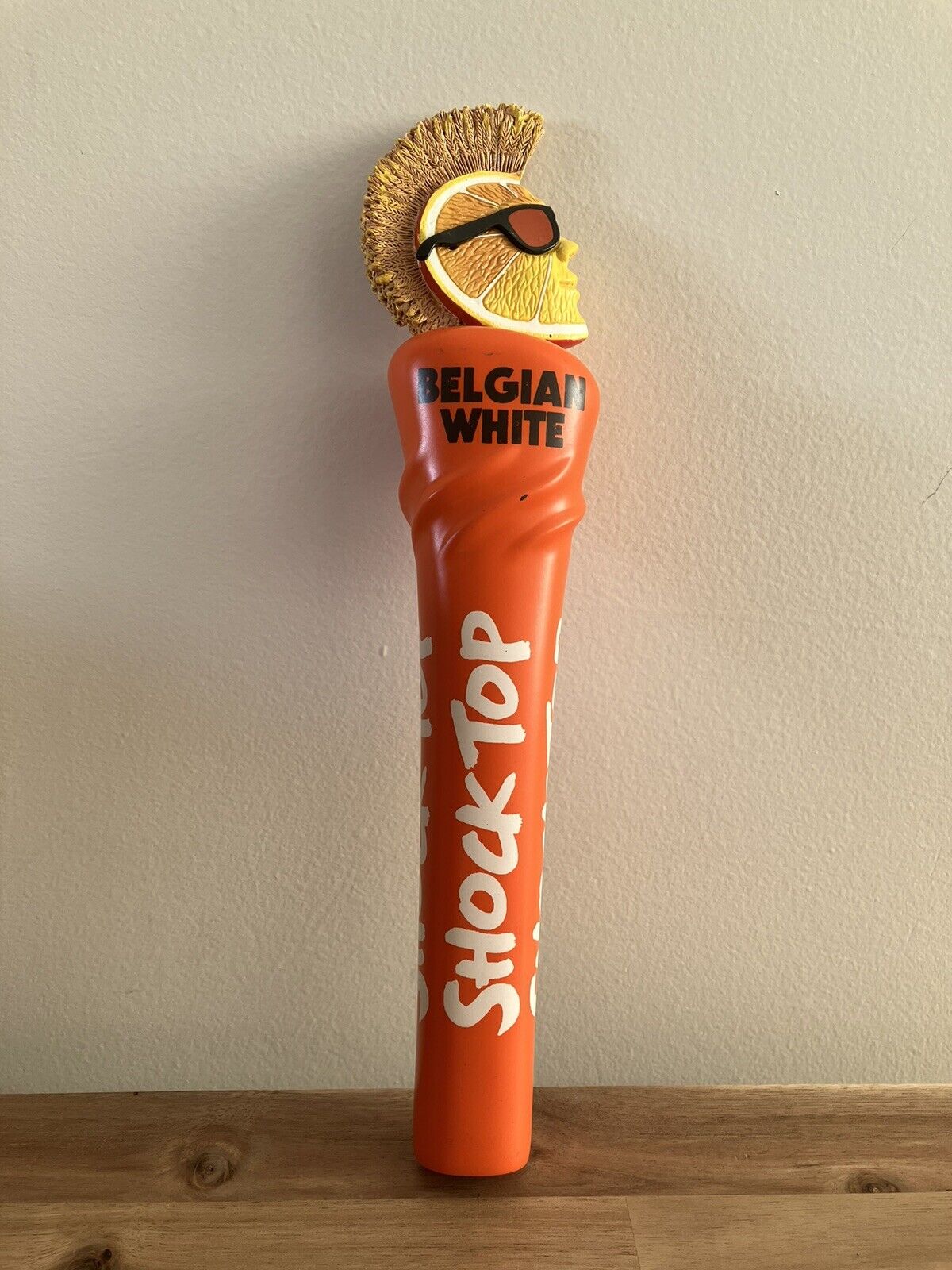 Shock Top Belgian White  - Orange, Sunglasses and Mohawk - Beer Tap Handle 12\