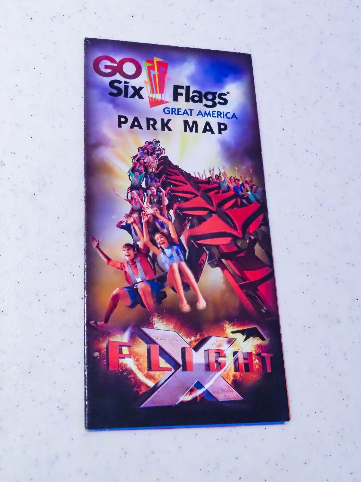 2012 Six Flags Great America park map featuring X-Flight