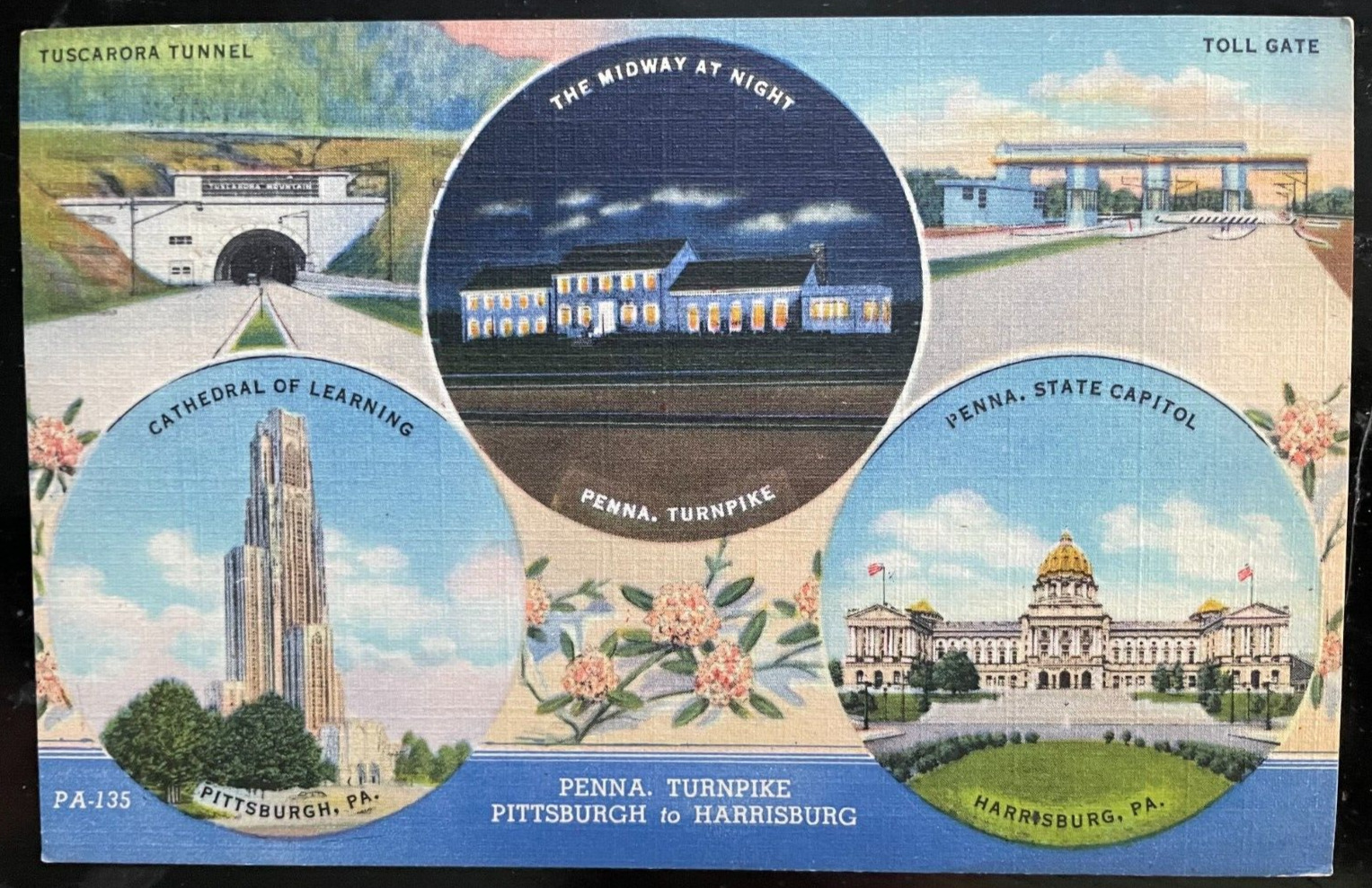 Vintage Postcard 1948 Pennsylvania Turnpike, Pittsburgh to Harristown, (PA)