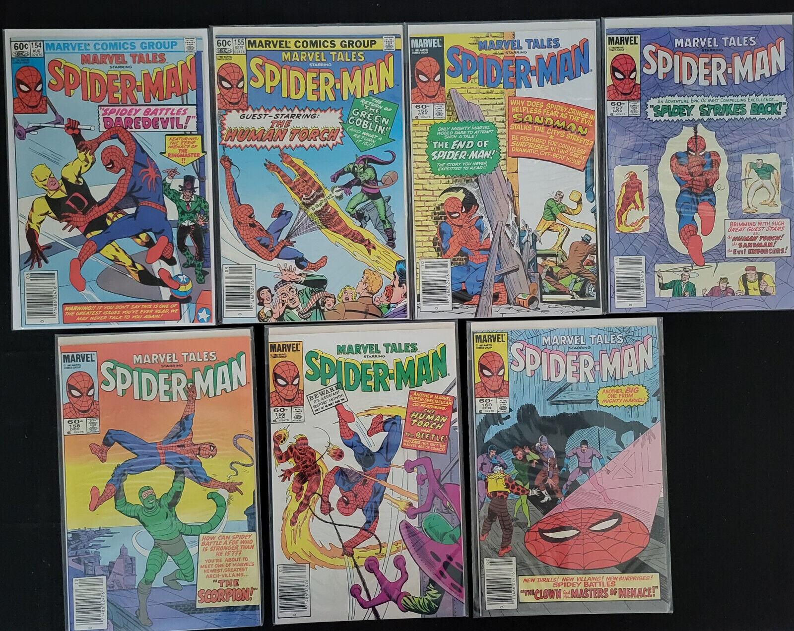 Lot of 7 - (1983) Marvel Tales SPIDER-MAN vs DAREDEVIL - #154-160 RUN - VF-NM