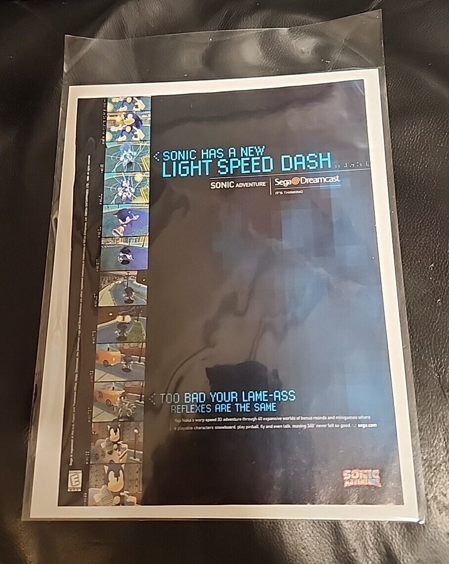 Vintage Sonic Adventure Sega Dreamcast Print Ad Advertisement - Ready To Frame
