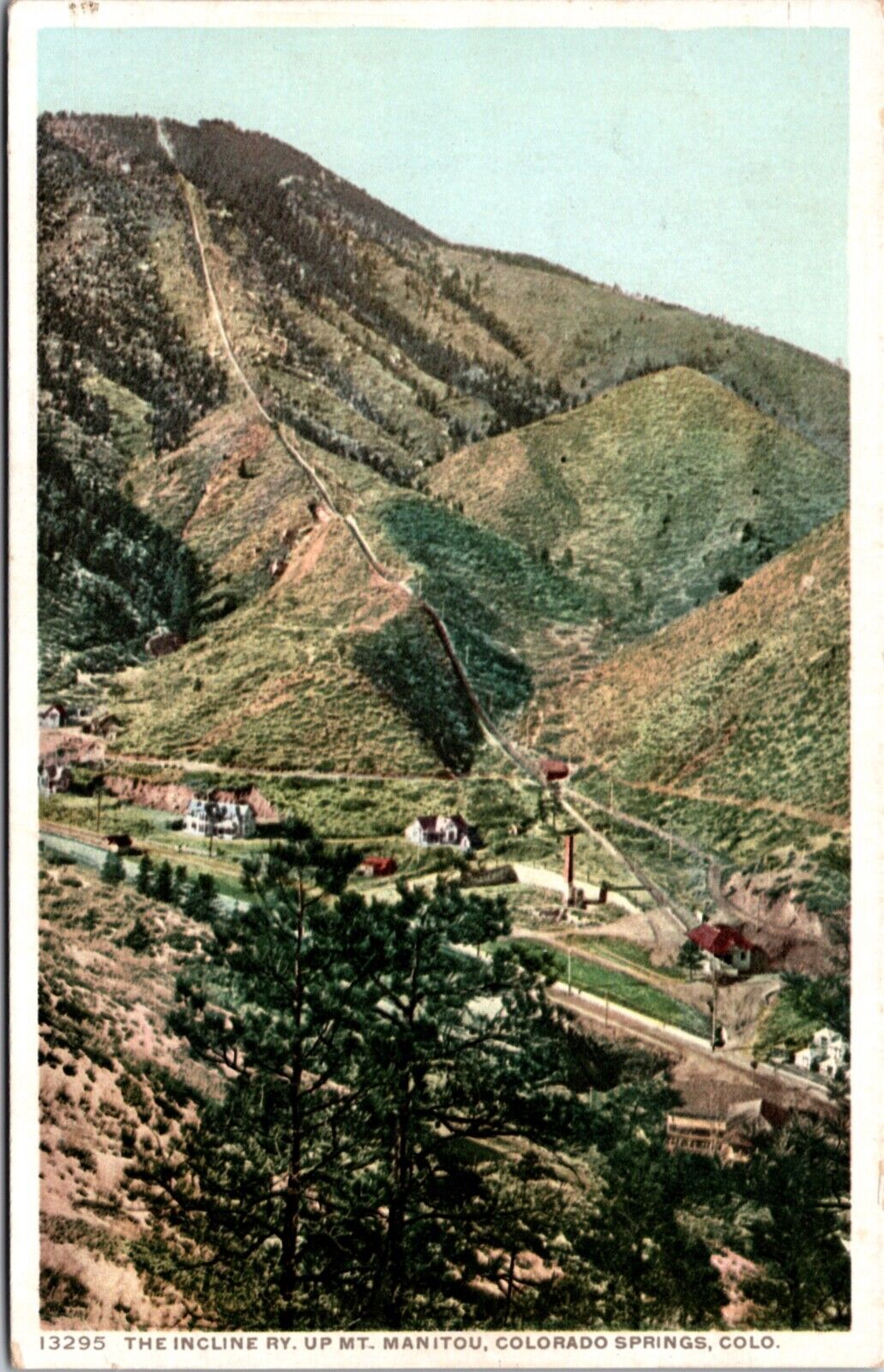 Postcard The Incline Railway Up Mt. Manitou in Colorado Springs, Colorado