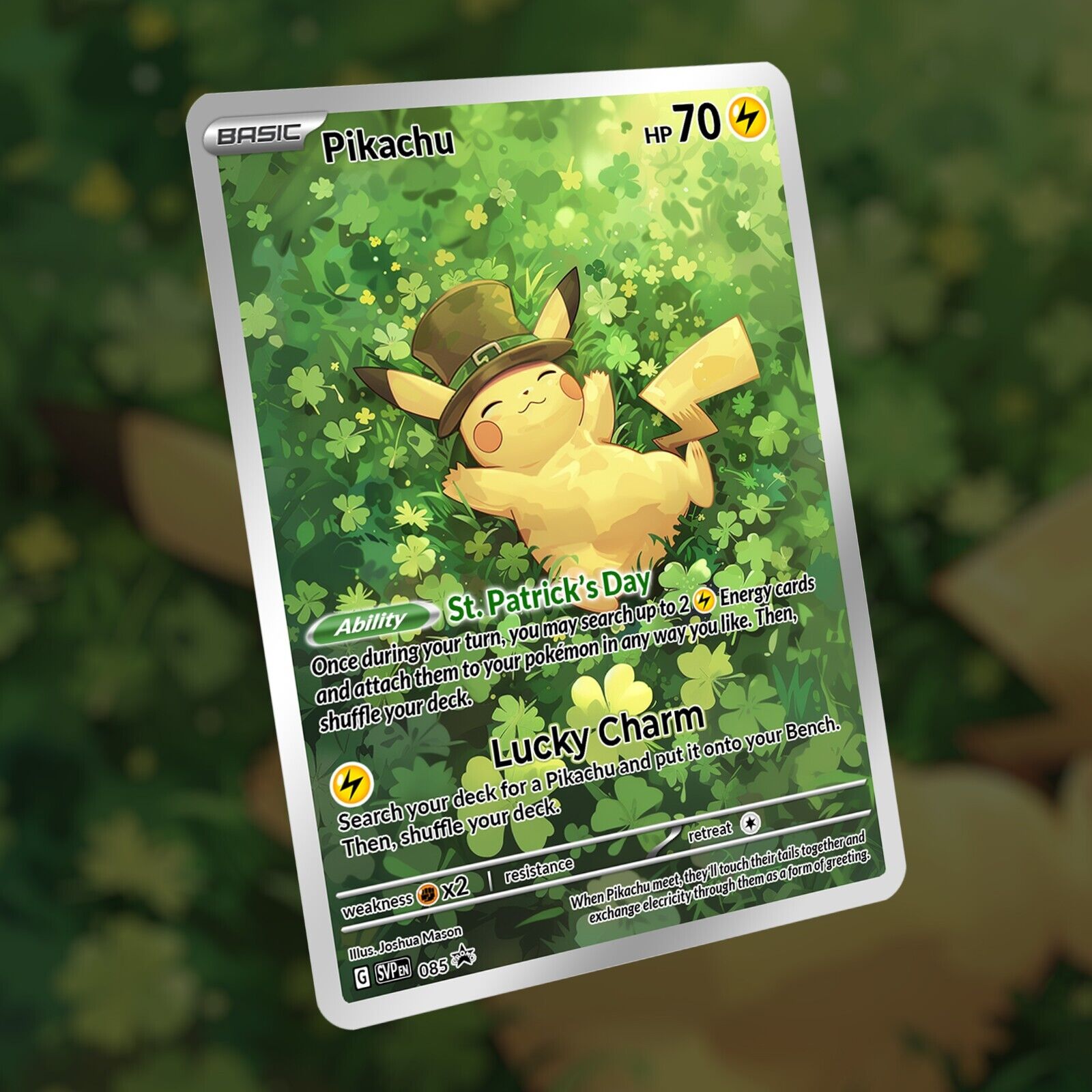 Charm Pikachu Card  Custom Made
