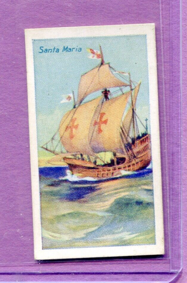 1929 NICOLAS SARONY CIGARETTES SHIPS OF ALL AGES TOBACCO CARD #10 SANTA MARIA