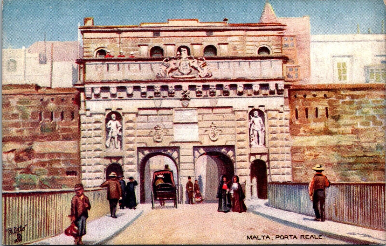 Postcard Raphael Tuck and Sons, Porta Reale, Malta, Entrance to Valetta