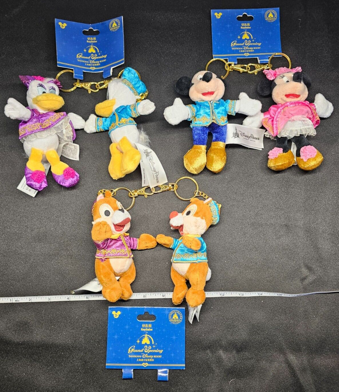 Shanghai Disney Grand Opening Plush Keychains Lot Chip & Dale, Mickey & Minnie,+