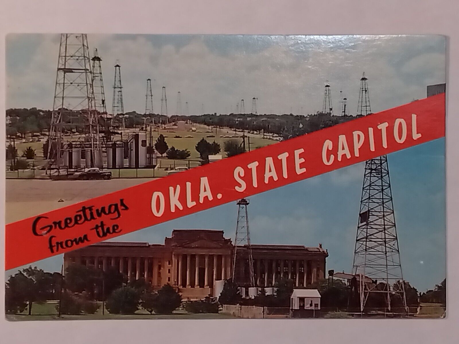 Greetings From The Oklahoma State Capitol Old Cards Oil Well Postcard 