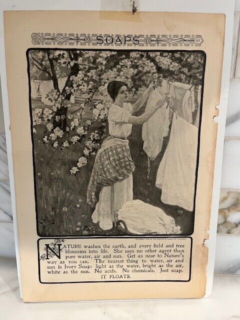 1902 IVORY SOAP Print Ad~ Woman with laundry Home Decor Art