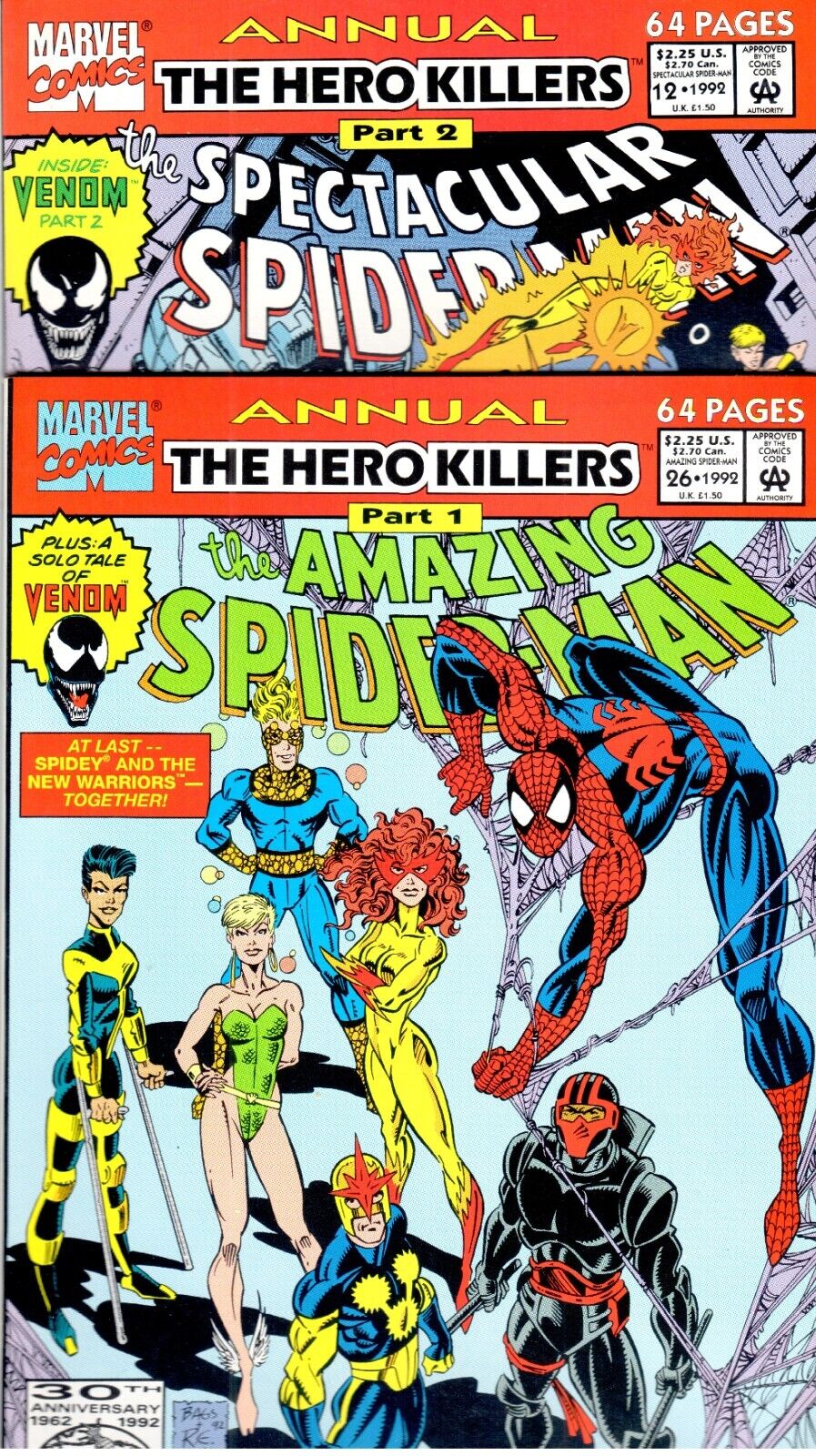 SPIDER-MAN HERO KILLERS ANNUALS: AMAZING 26  SPECTACULAR 22  VENOM  VF/NM (9.0)