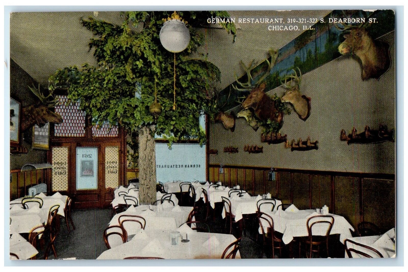 c1950's German Restaurant Interior Dining Dearborn Chicago Illinois IL Postcard
