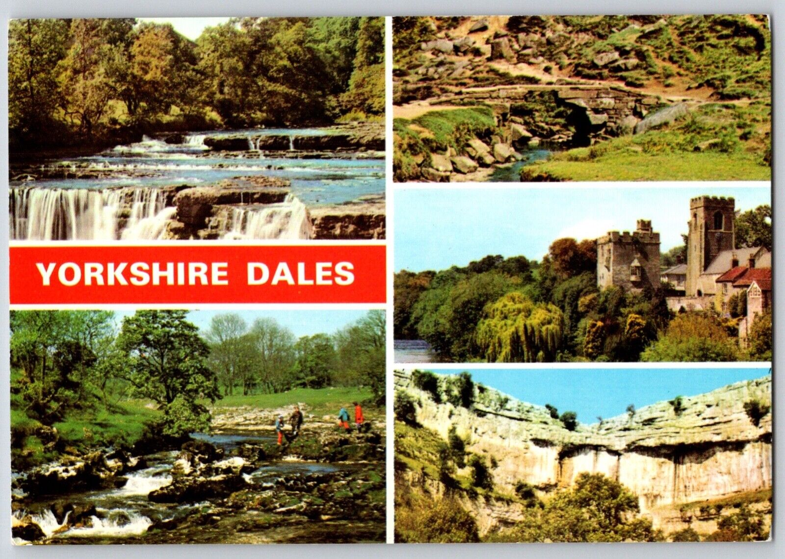 Postcard England Yorkshire Dales Middle Falls Bridge 