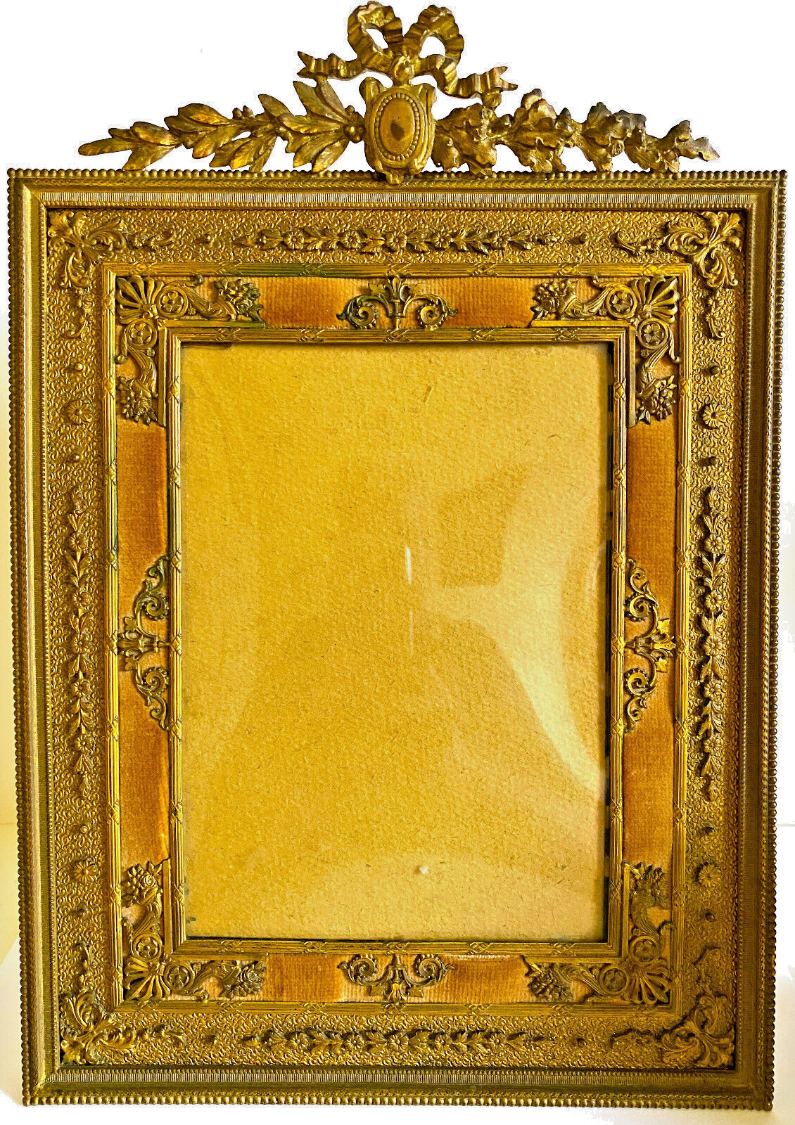 Fabulous Antique French Elaborate Dore Bronze Easel Picture Frame 12 x 9 ins.