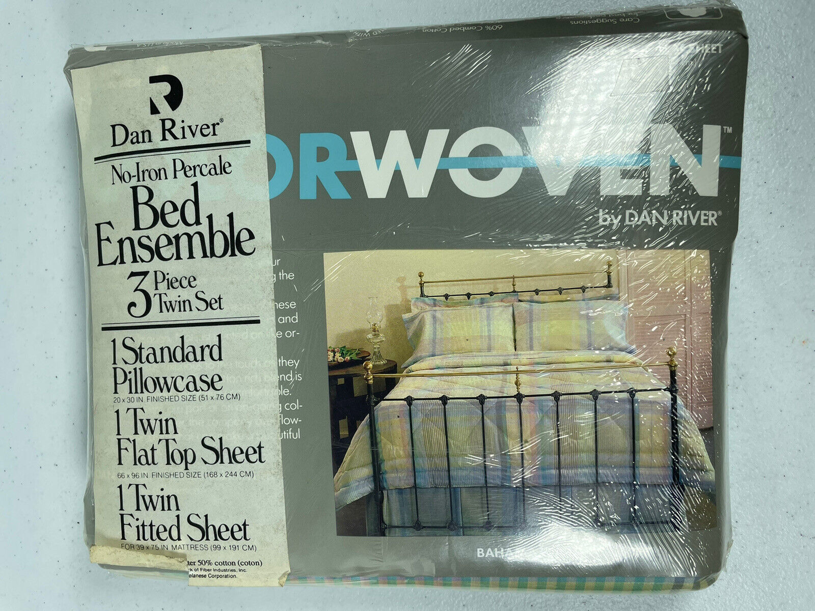 🔥 Vintage Dan River • Bahama Plaid • 3 Piece Twin Set Sheet & PillowCase  66x96