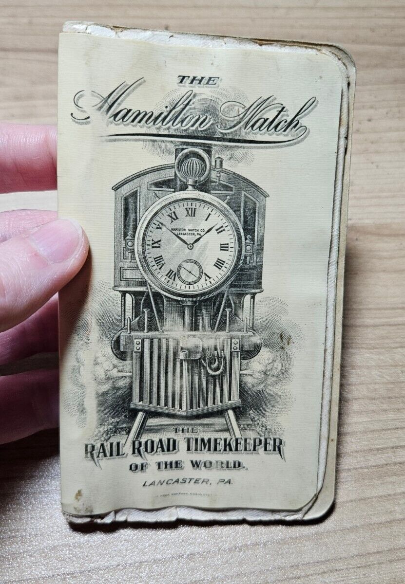 Vintage 1907 Hamilton Watches Railroad Timekeeper Advertising Celluloid Notebook